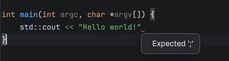 CLion 세미콜론 없음