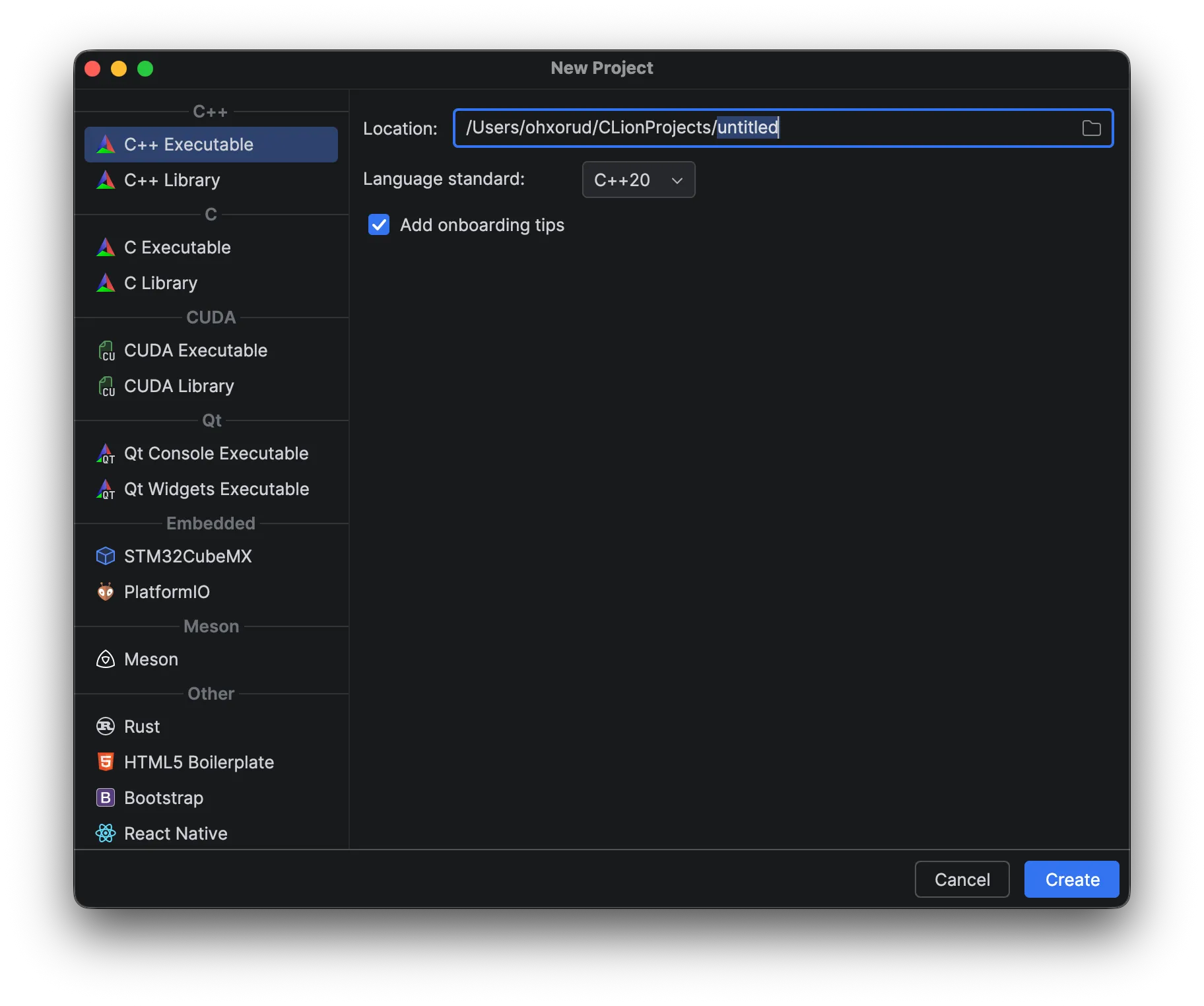 CLion 새 프로젝트
