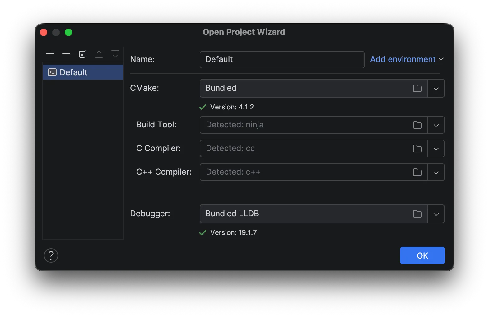CLion 프로젝트 위자드