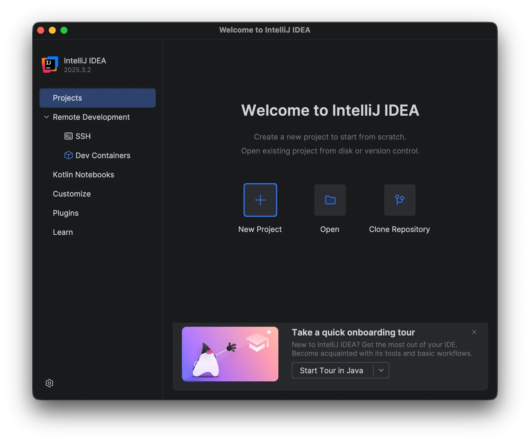 IntelliJ default screen