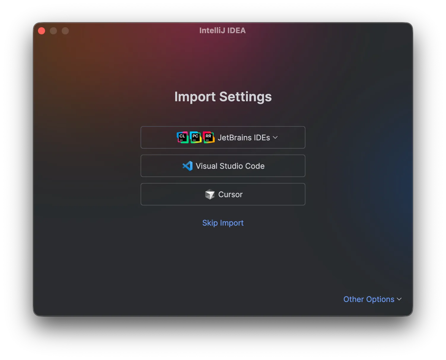 IntelliJ import settings
