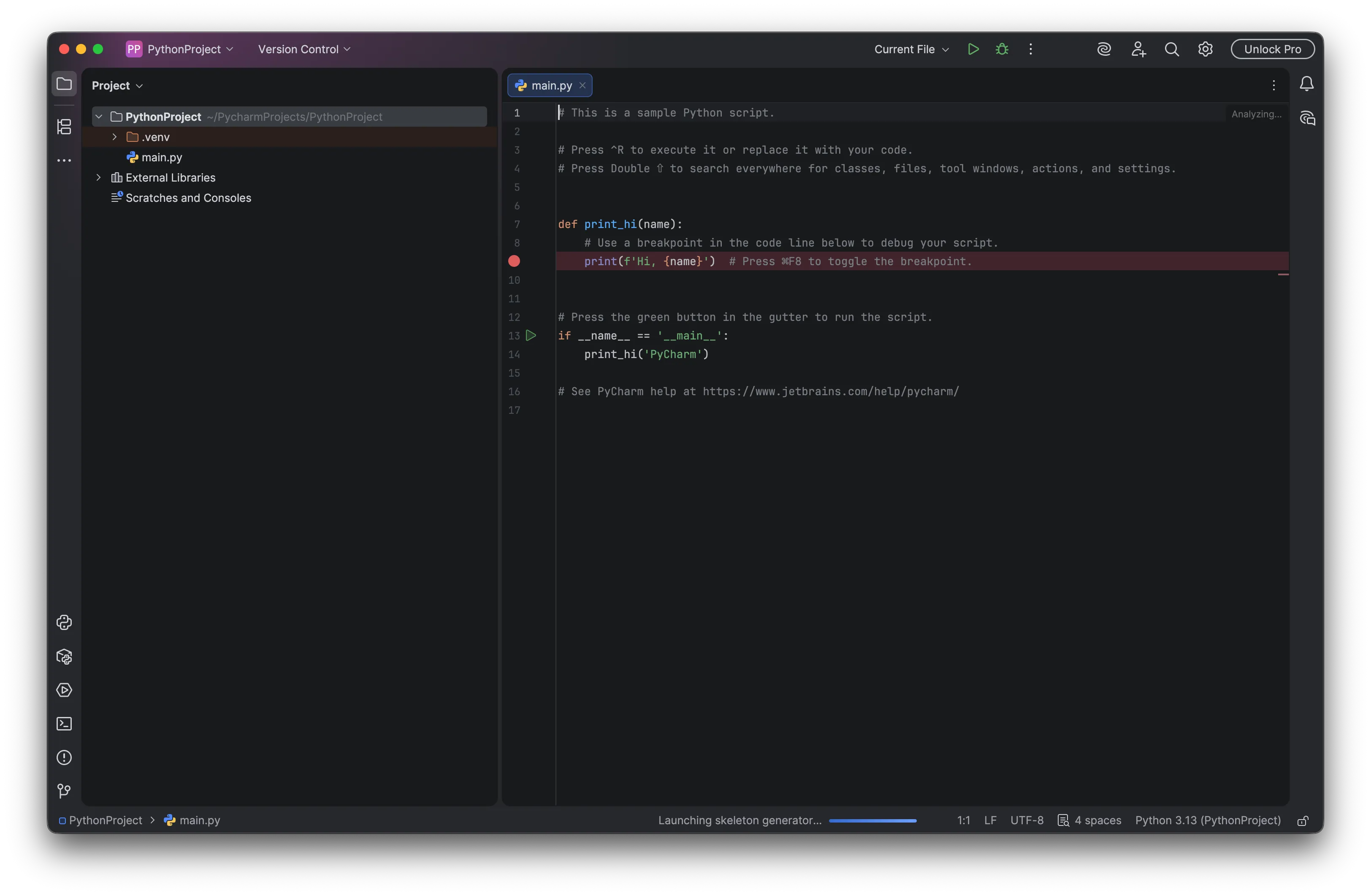 PyCharm project screen